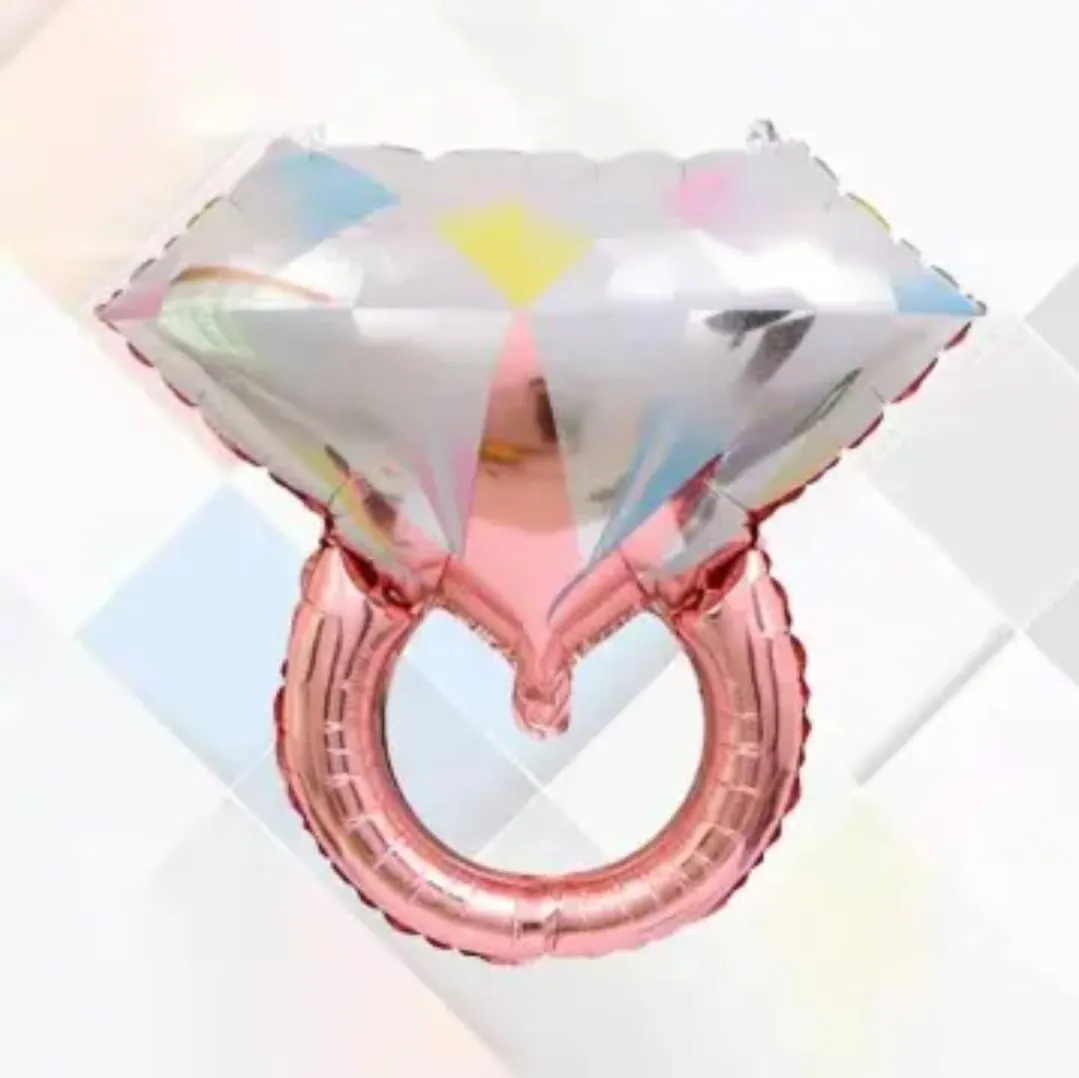 بالونة هيليوم فويل شكل دبلة وجوهرة لون روز جولد